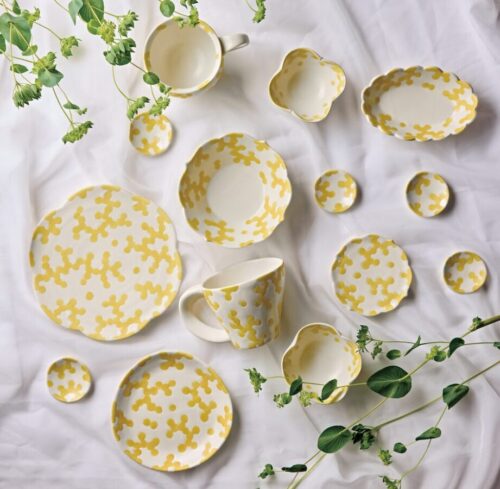 K644⭐︎乳白ぼかし 優美なドレープ イエロー 螺旋模様 和ガラス 糸巻柄 848dd6ced7a130a28b266560ec75c5